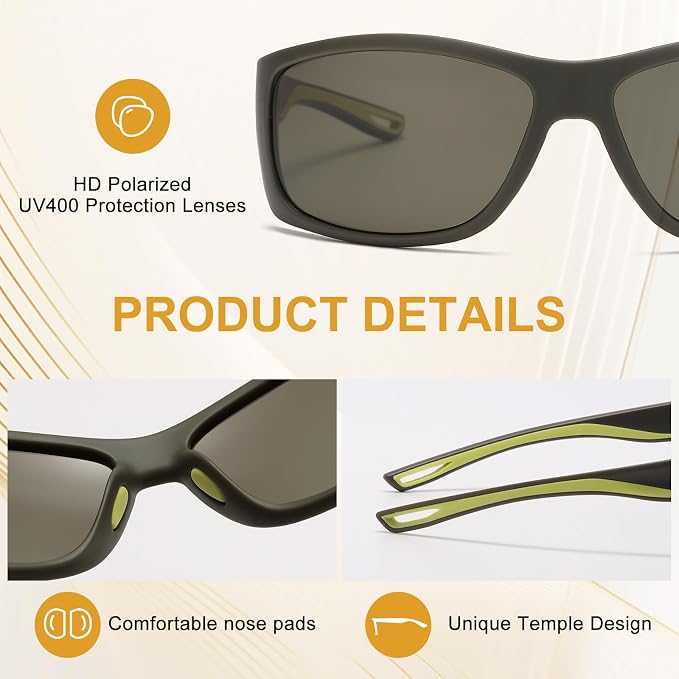 Polarized Sports Sunglasses for Men Women UV400 Protection Glasses Wrap Around Goggles for Driving Fishing Cycling