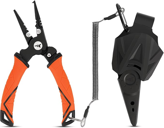 KastKing Paradox Fishing Pliers, Angled Fish Lip Gripper, Saltwater Resistant 420 Stainless Steel Fishing Tools, Fishing Pliers Hook Remover with Ergonomic Handle, Fishing Gifts for Men