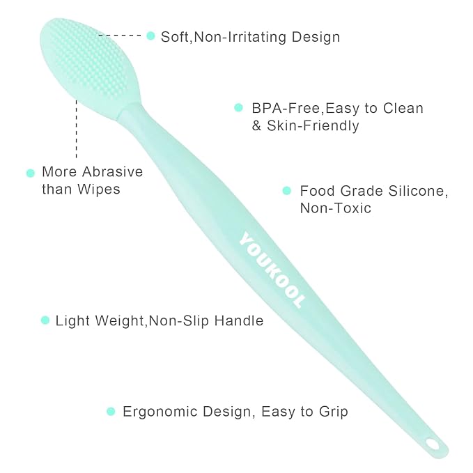 Lip Scrub Brush,Double-Sided Silicone Exfoliating Lip Brush Tool for Smoother and Fuller Lip Appearance,Green,2pcs
