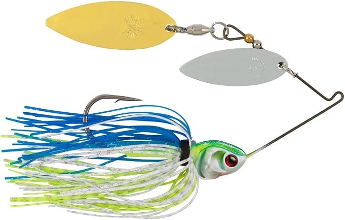 BOOYAH Covert Finesse Double Willow-White Chartreuse Blue #3.5 Gold Willow #3 Nickel Willow-1/2 oz