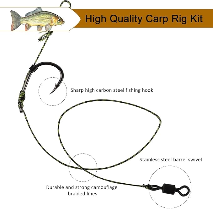 Dovesun 41PCS/151PCS Carp Fishing Hair Rigs Baits Carp Rigs Kit Fishing Equipment Accessories