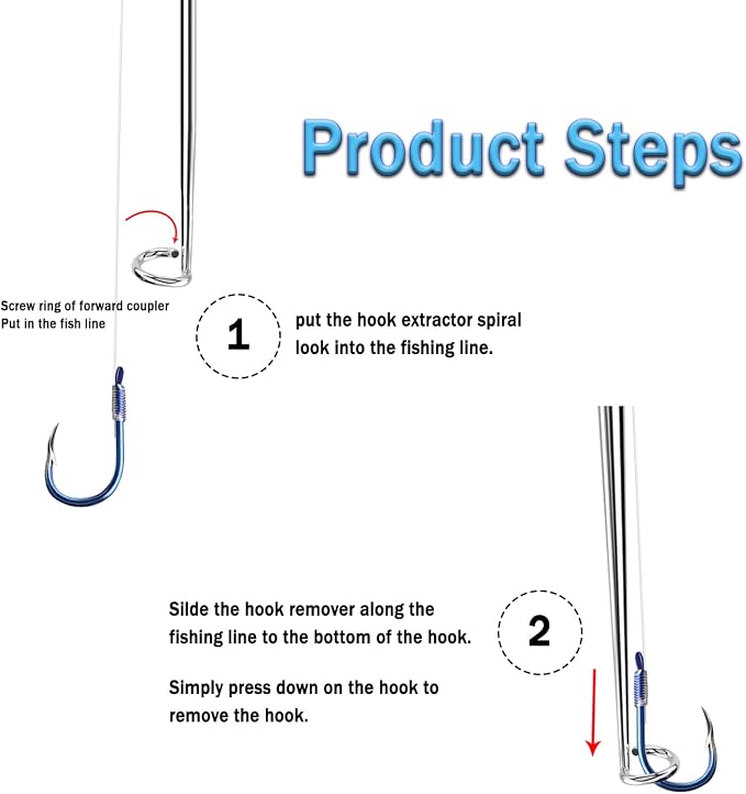 Fish Hook Remover Tool, Fishing Hook Quick Removal Descending Device, Fishing Gear Security Equipment Kits for Adult, Hook Extractor Accessories Detacher Tools with 4PCS Storage Tube