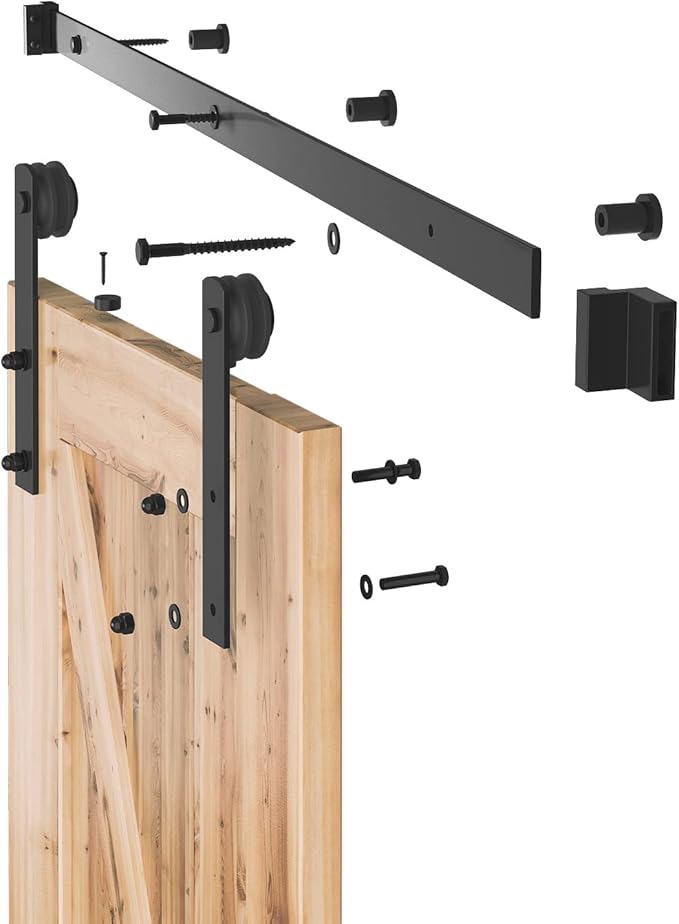 SMARTSTANDARD 4.0ft Barn Door Hardware kit, Barn Door Track, Sliding Door Hardware kit, Smoothly and Quietly -Heavy Duty Sturdy -Easy to Install, Fit 24" Wide Door Panel (I Shape Hanger)