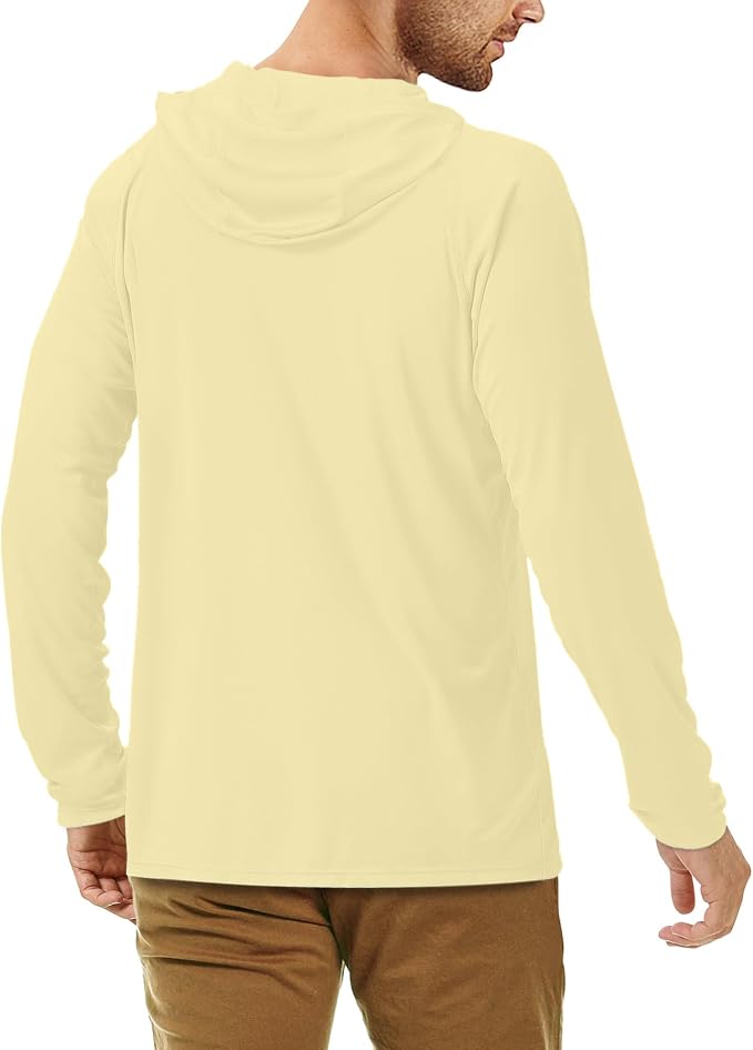 Roadbox UPF 50+ Fishing Shirts for Men, Long Sleeve UV Sun Protection Hoodie, Outdoor Hiking Running Swimming Rash Guard