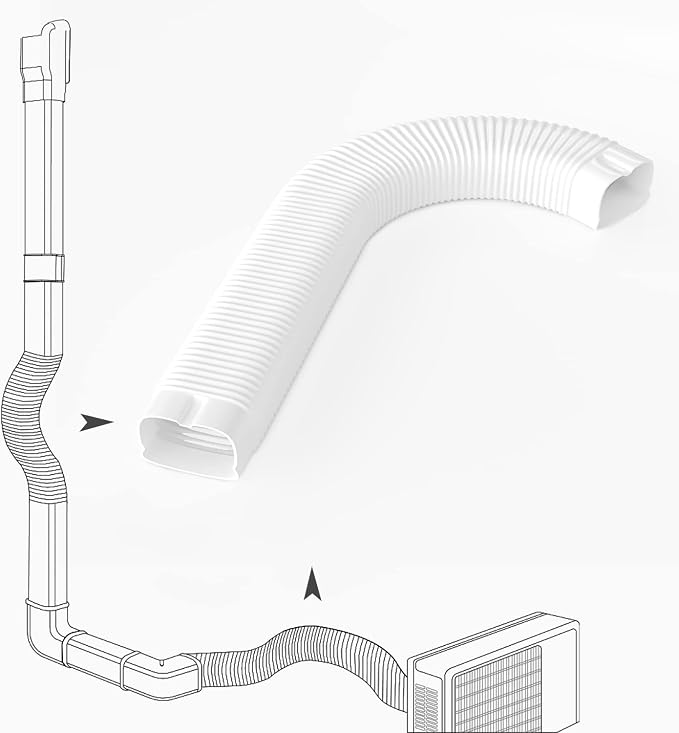 Mini-split Line Set Cover Accesories: 4" 1.9 Ft Flexible Duct for Mini Split Air Conditioner HAVC Central AC, White
