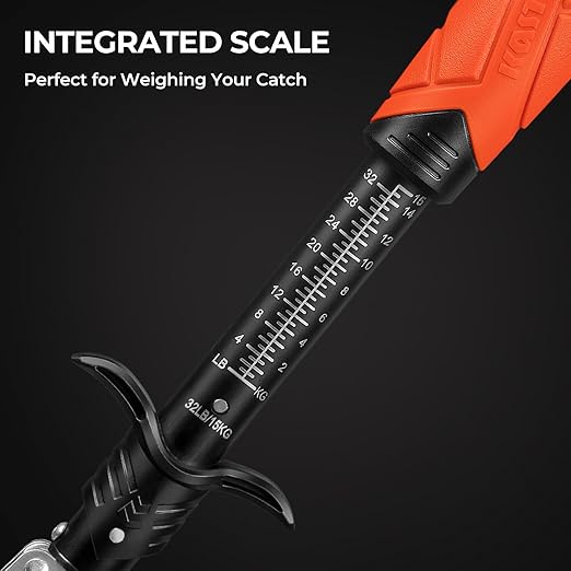 KastKing Paradox 11" Stainless Steel Lip Grip with Integrated Scale, Corrosion-Resistant, Non-Slip Handle, Swivel Jaws, 32lbs Scale Design, Durable Fishing Tool for Safe, Easy Catch & Release