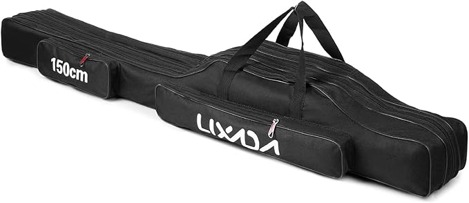 Lixada Fishing Rod Case - 3 Layers Oxford Bag, Portable Folding Carrier for Rods and Reels, Tackle Storage Travel Bag, 90cm/120cm/150cm Optional