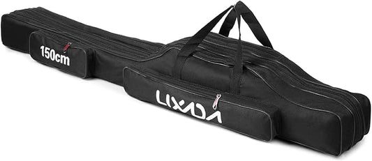 Lixada Fishing Rod Case - 3 Layers Oxford Bag, Portable Folding Carrier for Rods and Reels, Tackle Storage Travel Bag, 90cm/120cm/150cm Optional