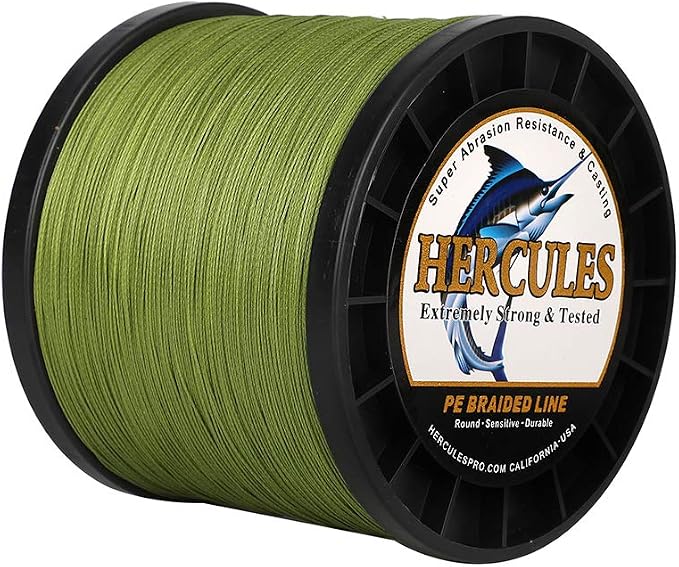 HERCULES Cost-Effective Super Strong 4 Strands Braided Fishing Line 6LB to 100LB Test for Salt-Water, 109/328 / 547/1094 Yards (100M / 300M / 500M / 1000M), Diam# 0.08MM - 0.55MM, Hi-Grade