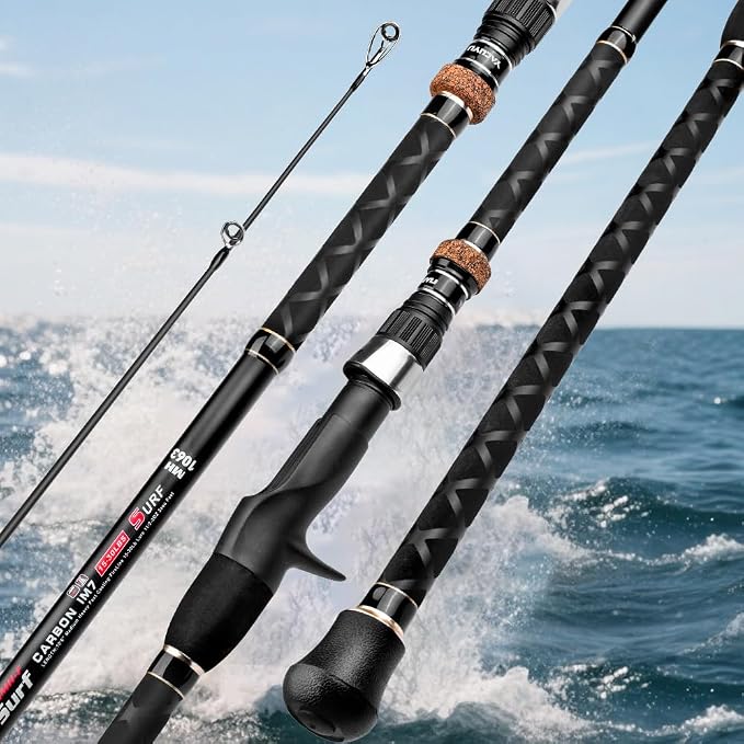 PROBEROS Surf Fishing Rod - Casting Spinning Fishing Rods with Tube(Case) 3 Piece 9'/10'/11'/12' Carbon Saltwater Travel Surf Spinning Rods