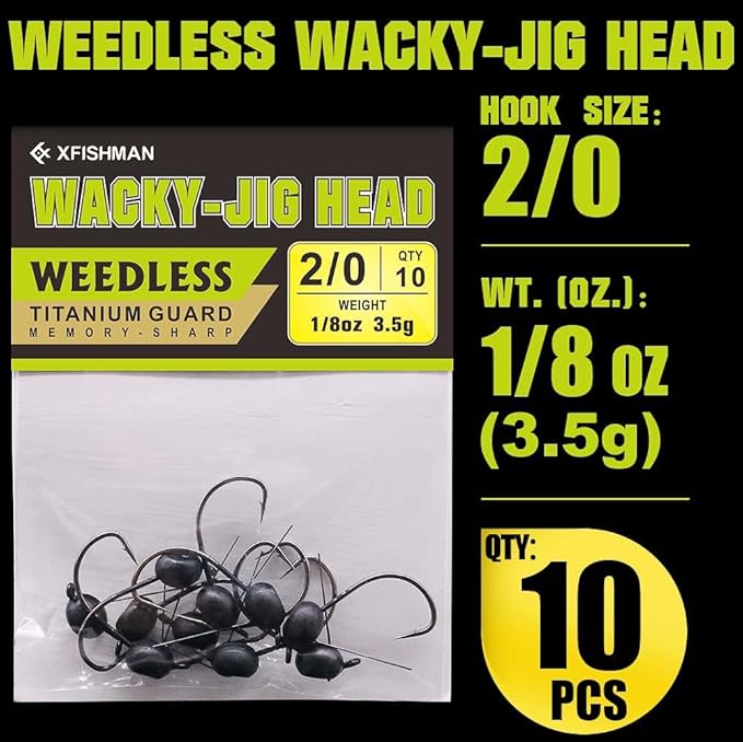Weedless-Wacky-Rig-Hooks-Weedless-Jig-Head Worm Weights Hook for Bass Fishing 10 Pack
