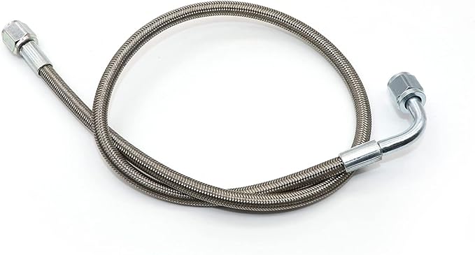 GXARTS 24" Billet Steel Braided Turbo Oil Feed Line Length 4AN 90 Degree Straight Hose Straight PTFE line straight Hose End Pressure Stainless Remote Turbocharger 551871