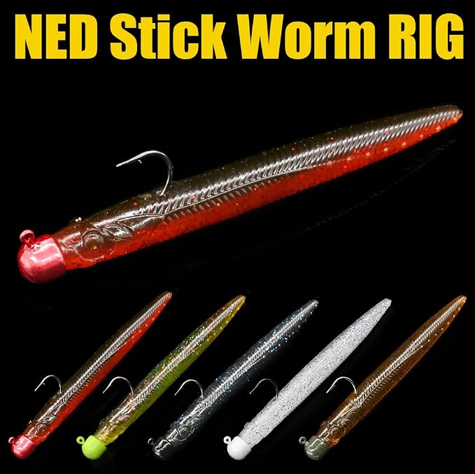 Ned-Rig-Kit-Finesse-Baits-Soft-Plastic-Worms-Fising-Lure for Bass Stick Swimbait Minnow Crawfish Lures Shroom Ned Jig Head Kit
