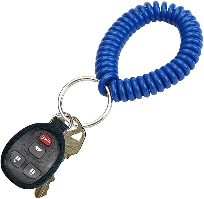 Lucky Line 2” Spiral Wrist Coil with Steel Key Ring, Flexible Wrist Band Key Chain Bracelet, Stretches To 12” Assorted Colors, 25 Pack (41075)