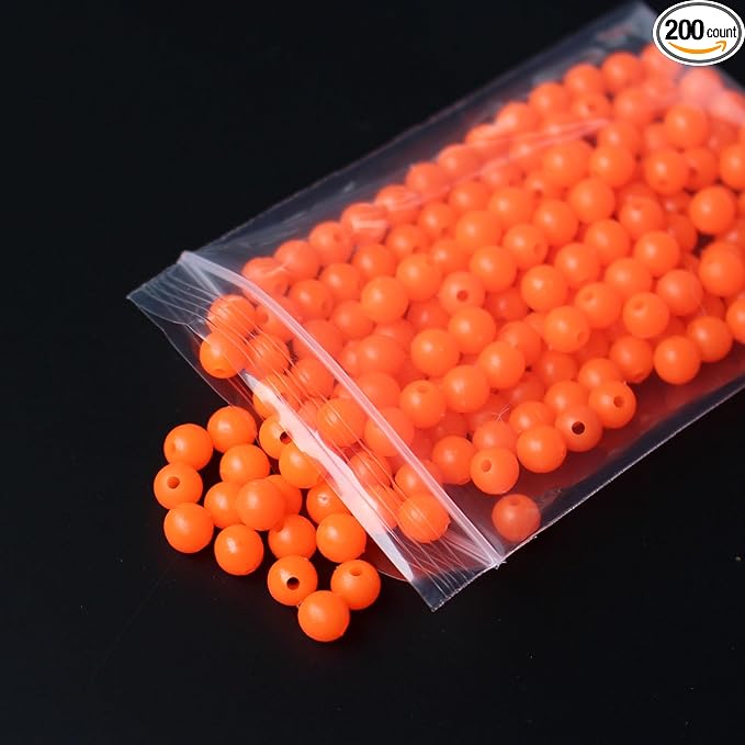 Tigofly 200 pcs/lot Plastic 5.7mm Round UV Hot Orange Fishing Beads Hard Floating Bobber Bulk Beads Fishing Accessories