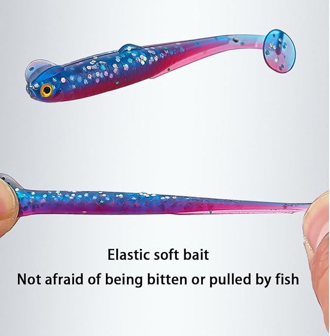 20PCS-Soft Plastic baits bass Lures Fishing, Soft Plastic Walleye Fishing Lures, Paddle Tail Swimbaits for Bass Fishing, Fishing Bait for Freshwater Saltwater Gifts (2.4IN/1.3g)