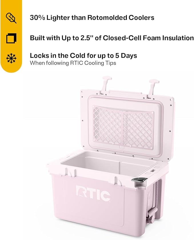 RTIC Ultra-Light 32 Quart Lightweight Hard Cooler, Insulated Portable Ice Chest 13 lbs, 48-Can Capacity, 5-Day Ice Retention, for Camping, Fishing, Beach, Boat, Picnic, Day Trip