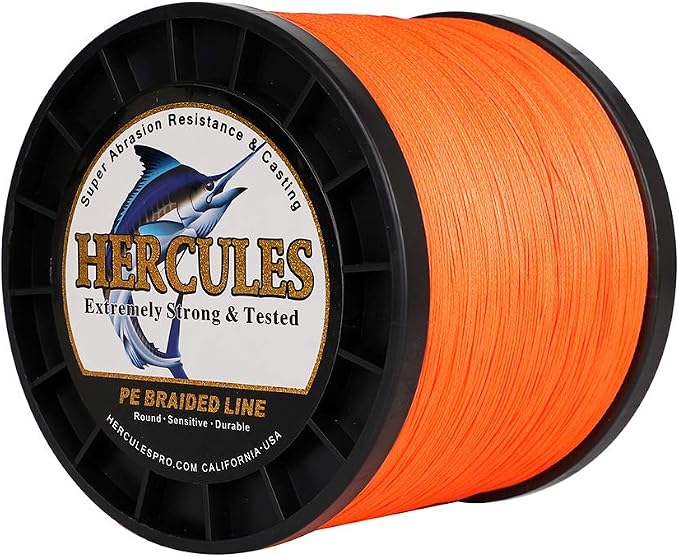 HERCULES Cost-Effective Super Cast 8 Strands Braided Fishing Line 10LB to 300LB Test for Salt-Water,109/328/547/1094 Yards(100M/300M/500M/1000M),Diam.#0.12MM-1.2MM,Hi-Grade Performance,Variety Colors