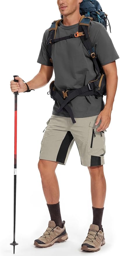 XKTTAC Men's Outdoor Quick Dry Lightweight Stretchy Shorts for Hiking, Tactical, Camping, Travel with 6 Pockets