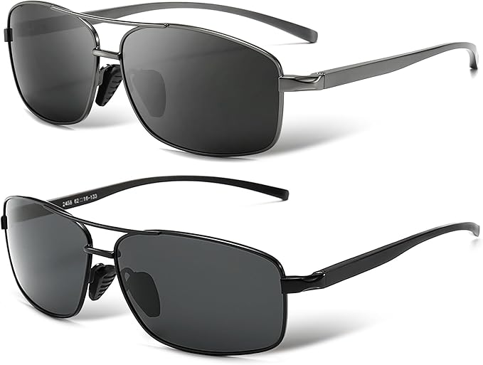 SUNGAIT Ultra Lightweight Rectangular Polarized Sunglasses Men UV400 Protection