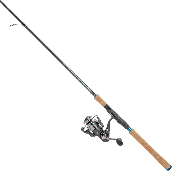 Quantum Benchmark Spinning Reel and Fishing Rod Combo, Graphite Composite Blank, 5+1 Bearings, Silver/Blue