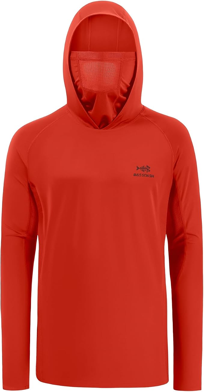 BASSDASH UPF 50+ Men’s Long Sleeve Fishing Shirt with Mask UV Neck Gaiter Hoodie