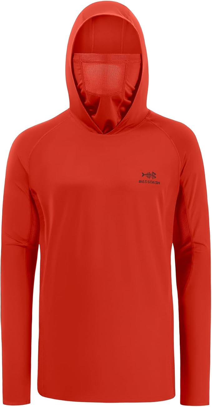 BASSDASH UPF 50+ Men’s Long Sleeve Fishing Shirt with Mask UV Neck Gaiter Hoodie