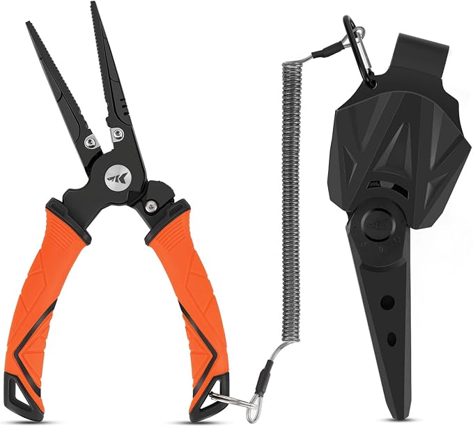 KastKing Paradox Fishing Pliers, Angled Fish Lip Gripper, Saltwater Resistant 420 Stainless Steel Fishing Tools, Fishing Pliers Hook Remover with Ergonomic Handle, Fishing Gifts for Men