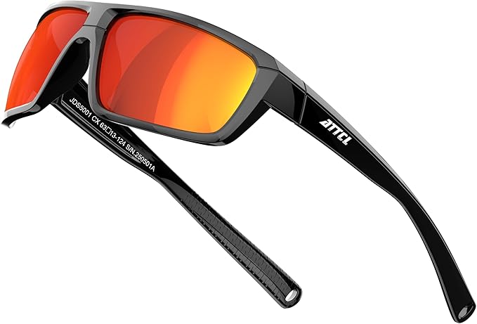 ATTCL Polarized Sunglasses Men for Fishing: UV Protection Lightweight TR90 Sports Wrap Sun Glasses Driving Golf Running