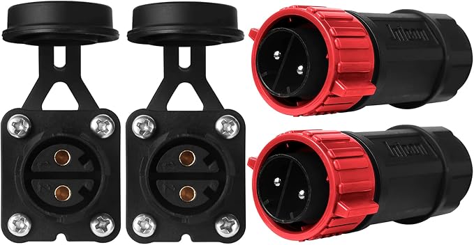 Trolling Motor Plug Receptacle Set, 12V/24V/ 36V/48V Plug for Trolling Motor/Down Rigger/Fishing Reel,Waterproof Marine Boat DC Power Connector
