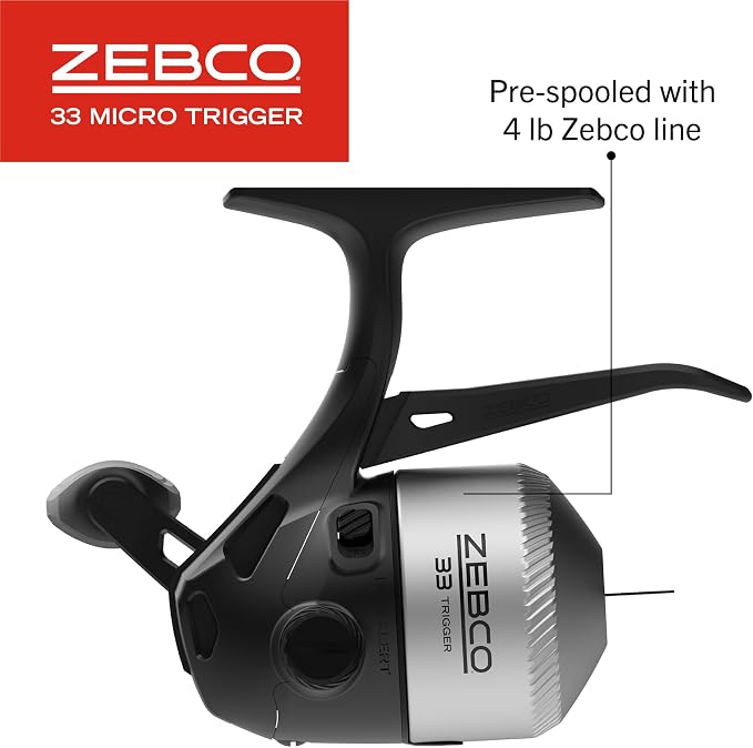 Zebco 33 Micro Trigger Spincast Reel and Fishing Rod Combo, 6-Foot 6-Inch 2-Piece Telescopic Rod, Size 10 Reel, 30-Piece Trout Magnet Tackle