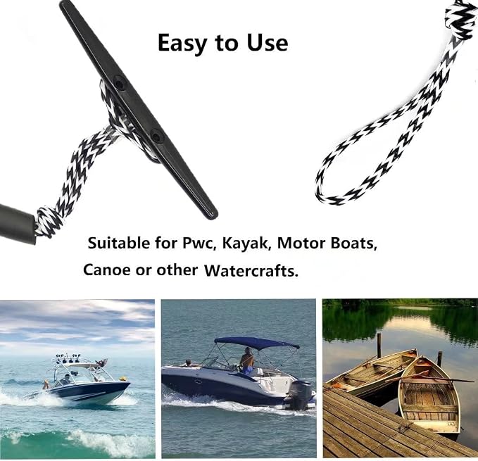 Bungee Dock Lines for Boat Shock Absorb Dock Tie Mooring Rope Boat Accessories 4-5.5 ft,4Pack (Black&White)