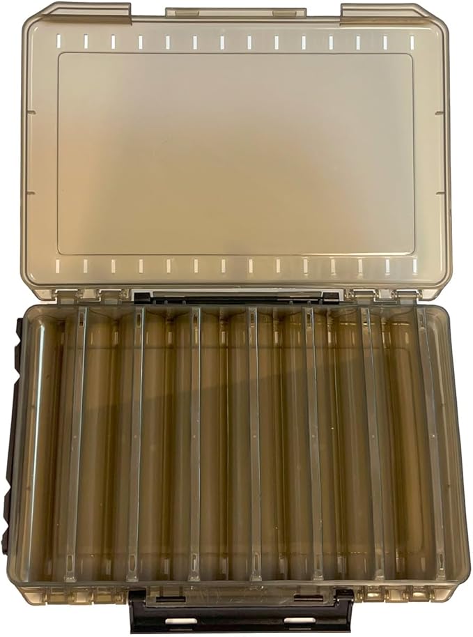 Tackle Box for Hard Baits, Double Sided Hard Lure Storage Case with V Slots Drain Holes, 14 Slots Fishing Organizer for Crankbait Jerkbait Minnow Stickbait (B1427)