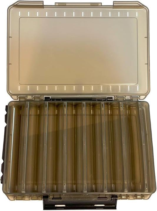 Tackle Box for Hard Baits, Double Sided Hard Lure Storage Case with V Slots Drain Holes, 14 Slots Fishing Organizer for Crankbait Jerkbait Minnow Stickbait (B1427)