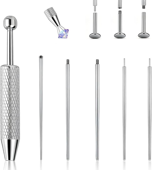 Piercing Taper Ball Grabber Tool for Changing Jewelry - 14G 16G 18G 20G Stainless Steel Flat Back Earring Applicator Tool Piercing Kit for Ear/Nose/Eyebrow/Tongue/Navel/Nipple/Lip