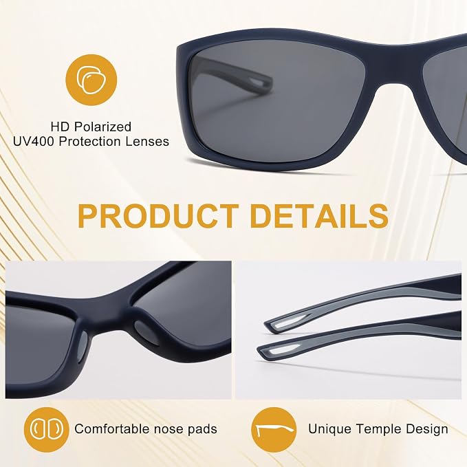 Polarized Sports Sunglasses for Men Women UV400 Protection Glasses Wrap Around Goggles for Driving Fishing Cycling