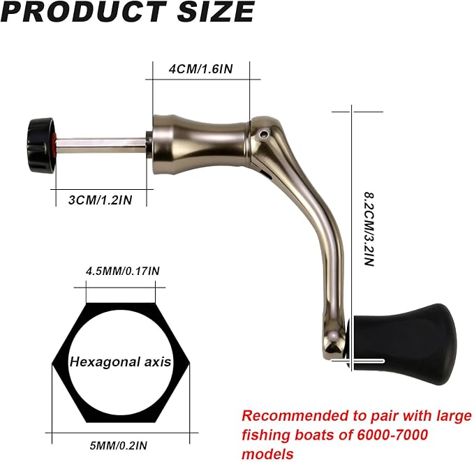 NEWHOOK Fishing Reel Handle Replacement – Metal Rotary Knob Grip for Spinning Reel, for 1000-3000 Type Foldable Design for Easy Storage
