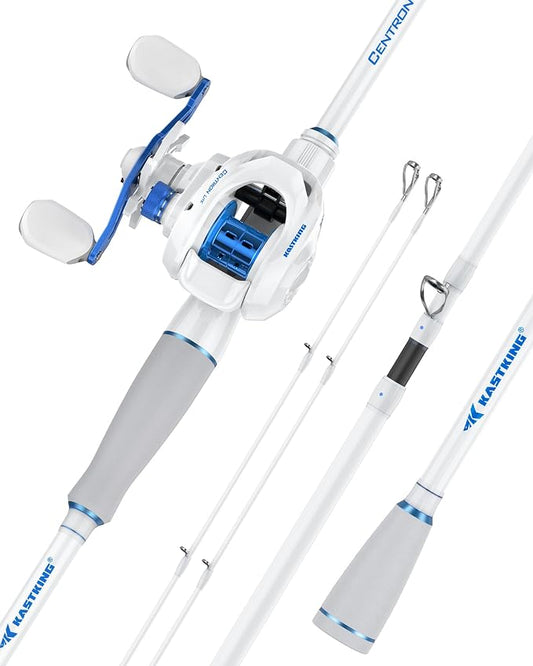 KastKing Centron Lite Travel Fishing Rod and Reel Combo, Packable Twin-Tips Spinning & Baitcaster Combos, Lightweight IM6 Graphite, Portable Multi-Piece Kit for Bass Trout, Freshwater Travel