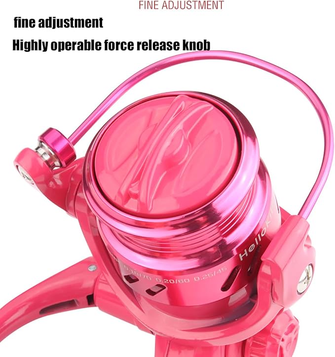 Pink Fishing Reel, Metal Waterproof Lightweight Fishing Reel - 5+1 HPCR Ball Bearing, Smooth Operation - Lightweight Fishing Reel
