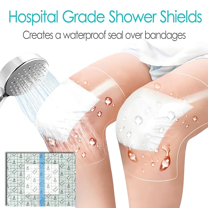 Waterproof Shower Protector Large Cover Shields for PICC Central Line Peritoneal Dialysis Chest Port Feeding Tube PD Catheter Accessories Bandages with Non-Stick Center Pad 10"x12"(Pack of 7)