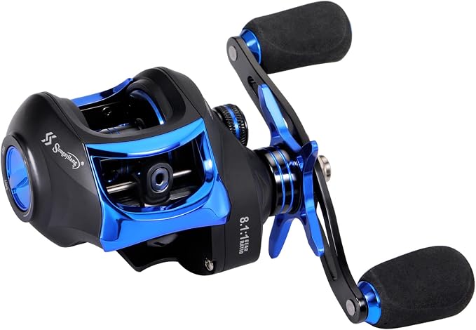 Sougayilang Baitcasting Fishing Reel with 9 + 1 Anti-Reverse Ball Bearings, 8.1:1 High-Speed Gear Ratio Casting Reel