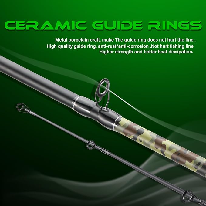 Sougayilang Spinning & Casting Fishing Rods, 2-Piece Strong Carbon&Glass Composite Trolling Rod Offshore Surf Pole for Bass, Trout, Panfish, Catfish