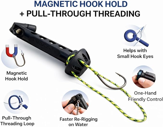 Magnetic Fly Threader Rigging Tool - Fly Fishing Hook Knot Tying Tools - Magnetic Fly Tippet Threader