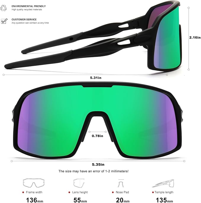SEKKAF Polarized Sports Sunglasses for Men and Women Cycling Glasses UV Protection Goggles for Mountain Bike Running Fishing