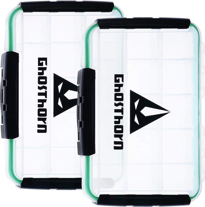 Ghosthorn Fishing Tackle Box, Waterproof 3600 and 3700 Tackle Trays, Plastic Tackle Box Organizer with Removable Dividers Storage Lure Box for Lures 2 Pack (3600 * 2)