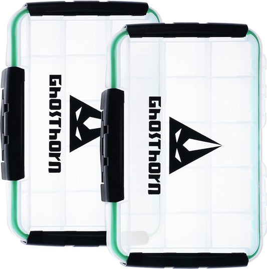 Ghosthorn Fishing Tackle Box, Waterproof 3600 and 3700 Tackle Trays, Plastic Tackle Box Organizer with Removable Dividers Storage Lure Box for Lures 2 Pack (3600 * 2)