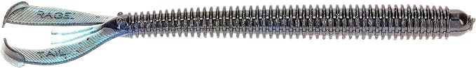 Strike King Rage Twin Tail Menace Worm Soft Bait Fishing Lure, 6", 2 Rage Flange Tails