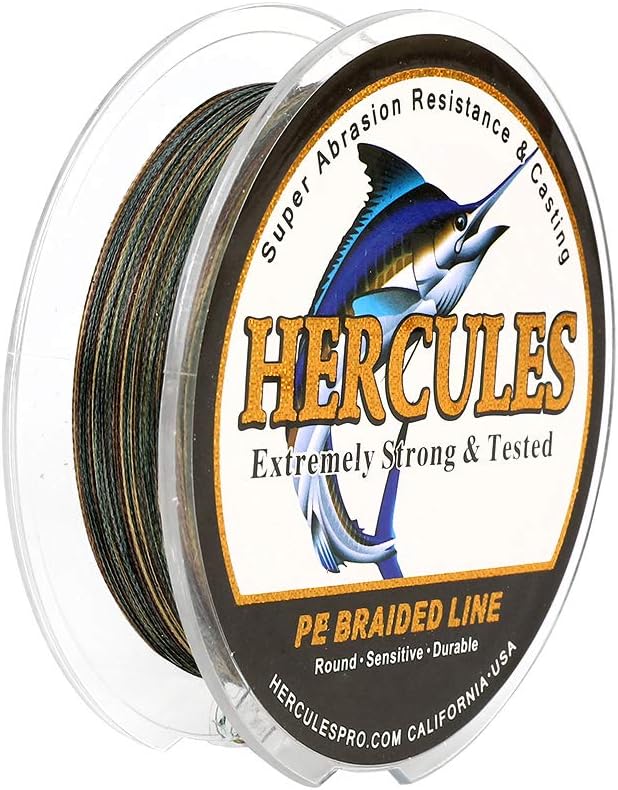 HERCULES Cost-Effective Super Strong 4 Strands Braided Fishing Line 6LB to 100LB Test for Salt-Water, 109/328 / 547/1094 Yards (100M / 300M / 500M / 1000M), Diam# 0.08MM - 0.55MM, Hi-Grade