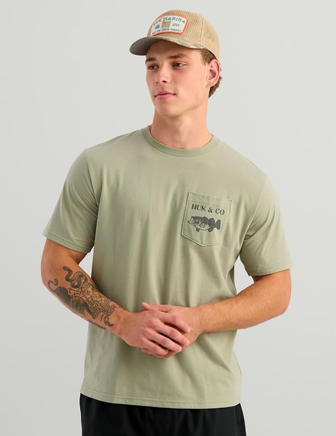 HUK Mens Performance Fishing Logo Tee, Short Sleeve T-Shirt for Men