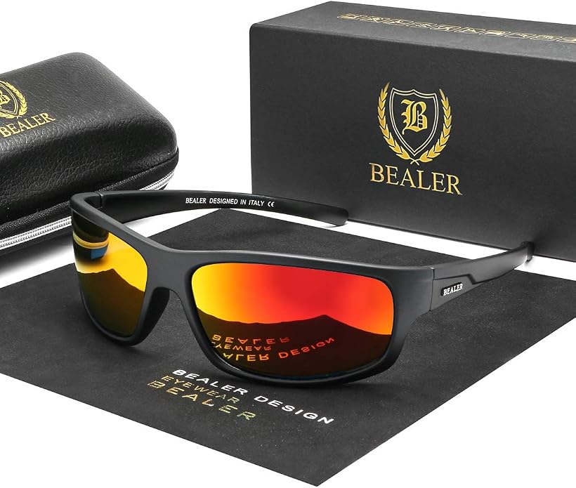 BEALER Polarized Sports Sunglasses for Men Lightweight TR90 Frame Sun Glasses Driving Cycling Fishing UV Protection Shades